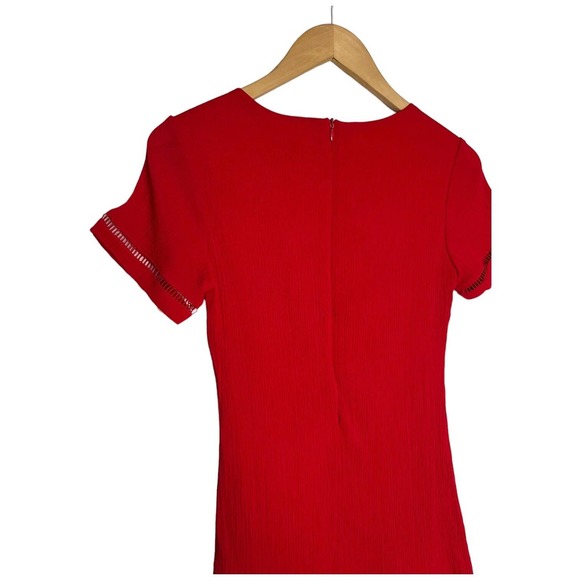 Lulus Womens XS Perfect Time Shift Dress Short Sleeve Gauzy Embroidered Red - Picture 13 of 16